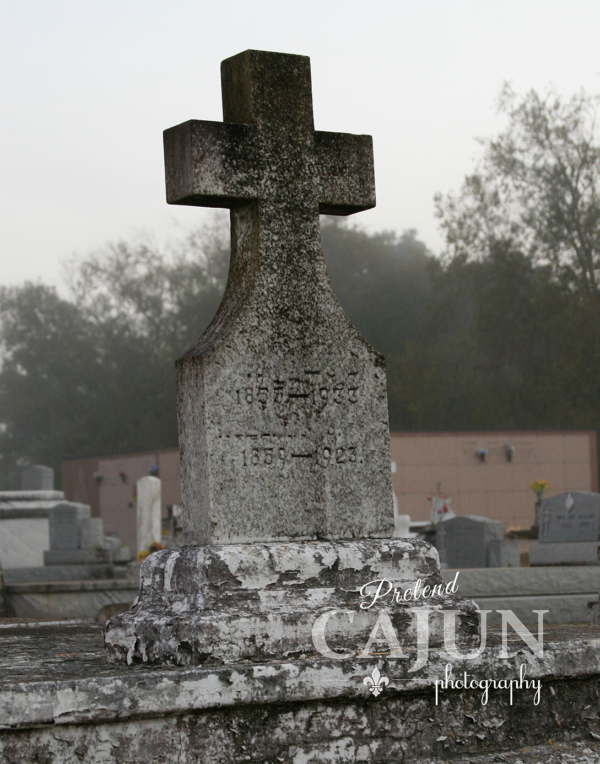 Cemetery in fog
